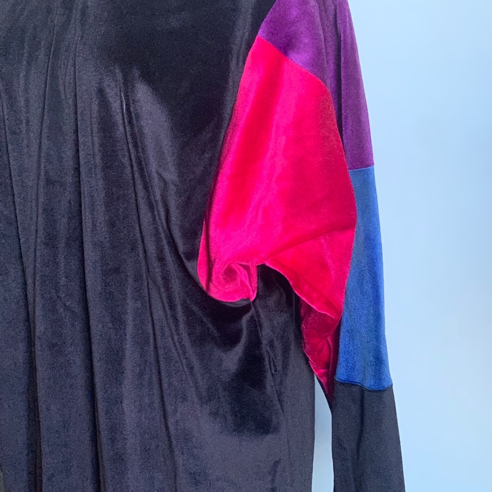 Vintage velvet color block dress - Picture 3 of 5